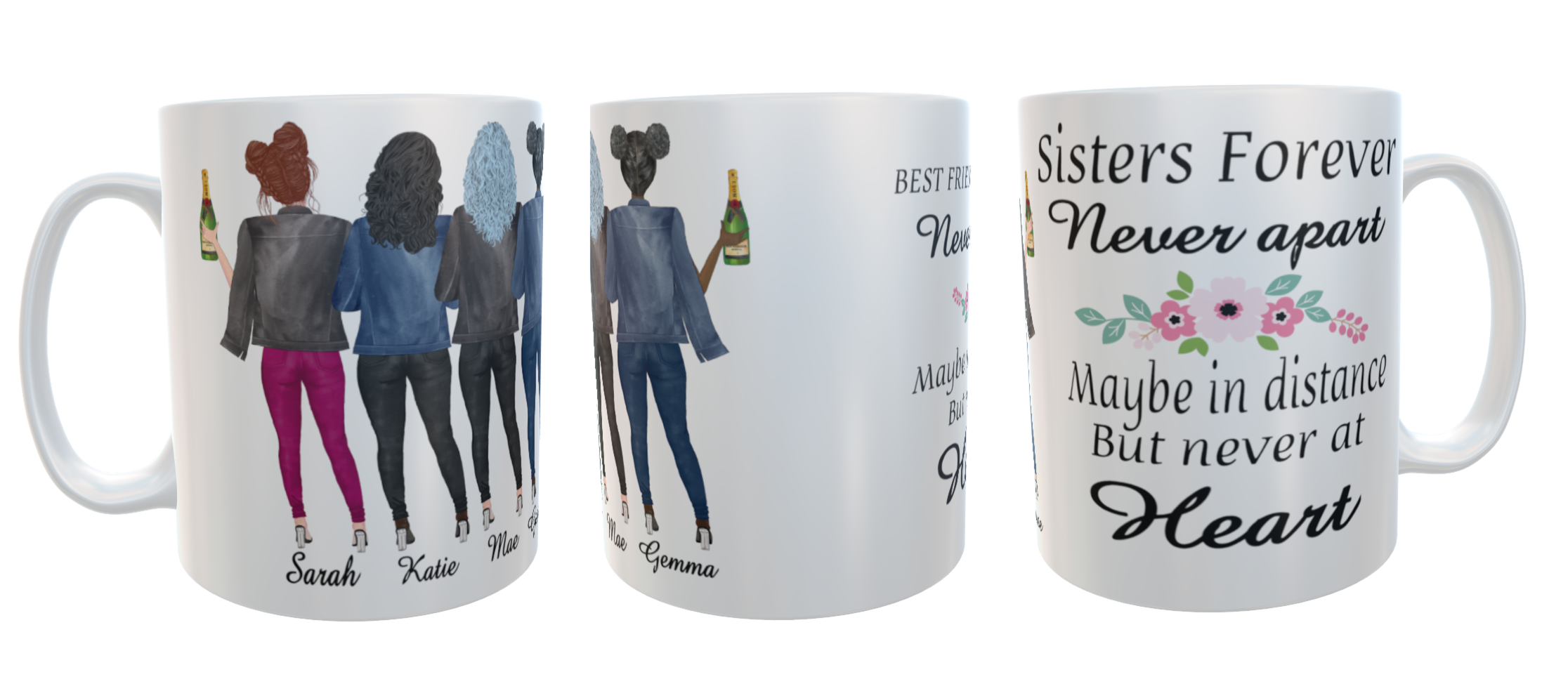 4 Sisters Forever Coffee Mug, Custom Sisters Mug - Click Image to Close